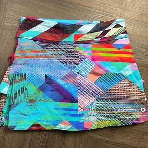 Dona Jo JoJo Geometric Tiered Ruffle Tennis Golf Skort Skirt Womens 2 Blue